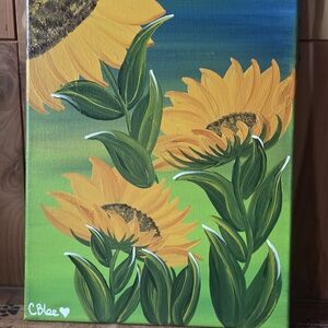 Lee Sunflower Painting - Vibrant Green and Yellow